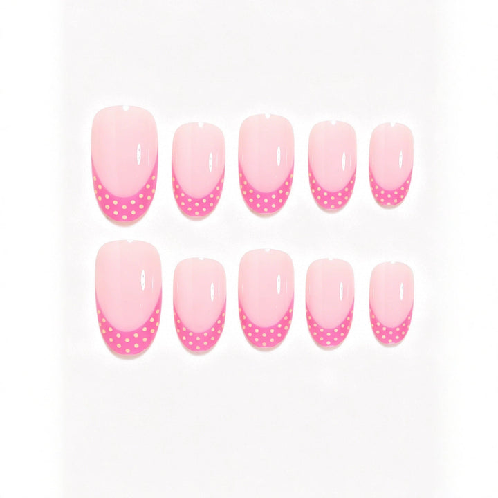 Artistic Polka Dot French Tip Nail Set Bowlift