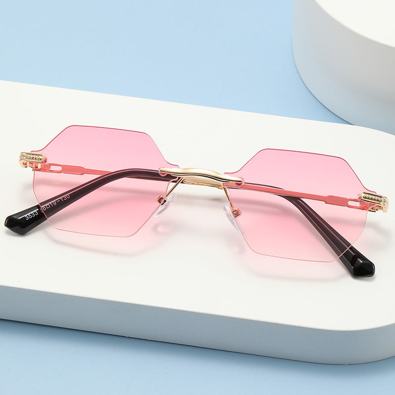 Women's hexagonal designer sunglasses with high-quality metal frame Bowlift