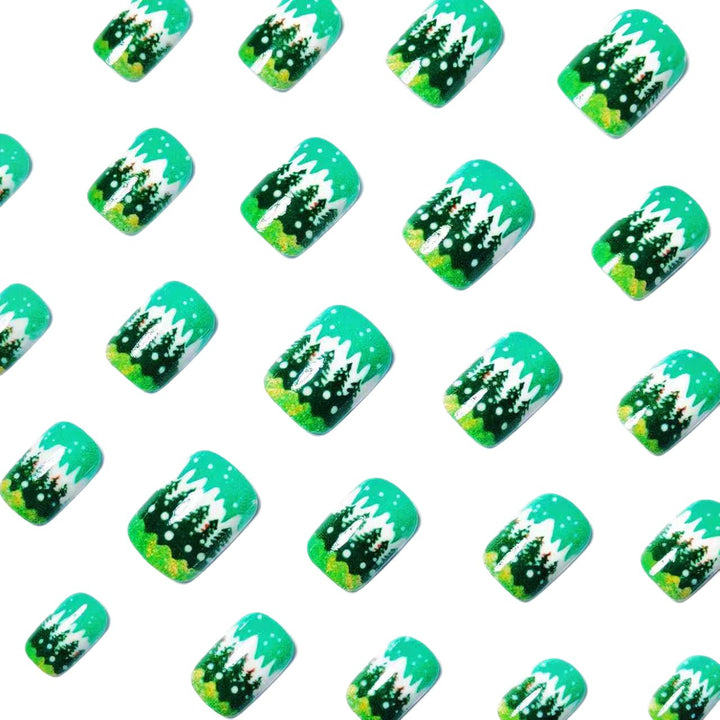 Festive Winter Forest Nail Art Bowlift
