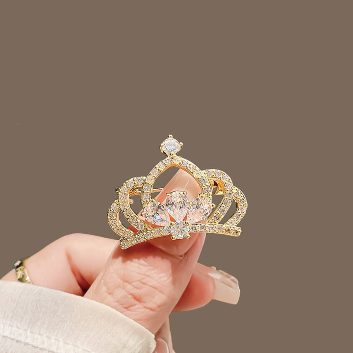 Glittering Crown Brooch Bowlift