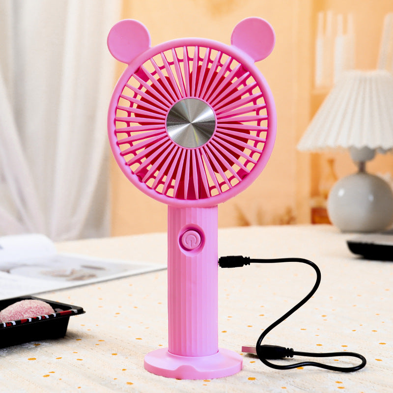 Women's Portable Hand Fan with Animal Ears Bowlift