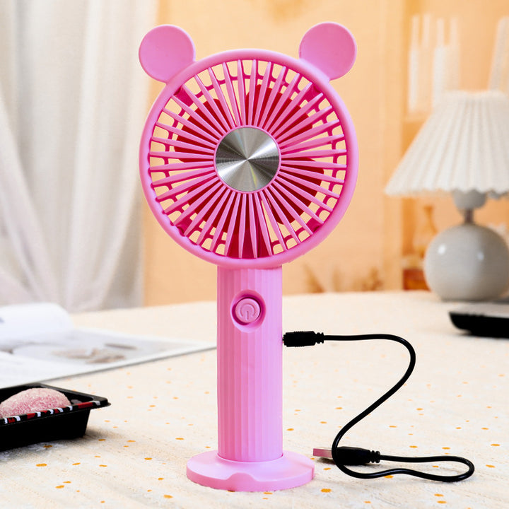 Women's Portable Hand Fan with Animal Ears Bowlift