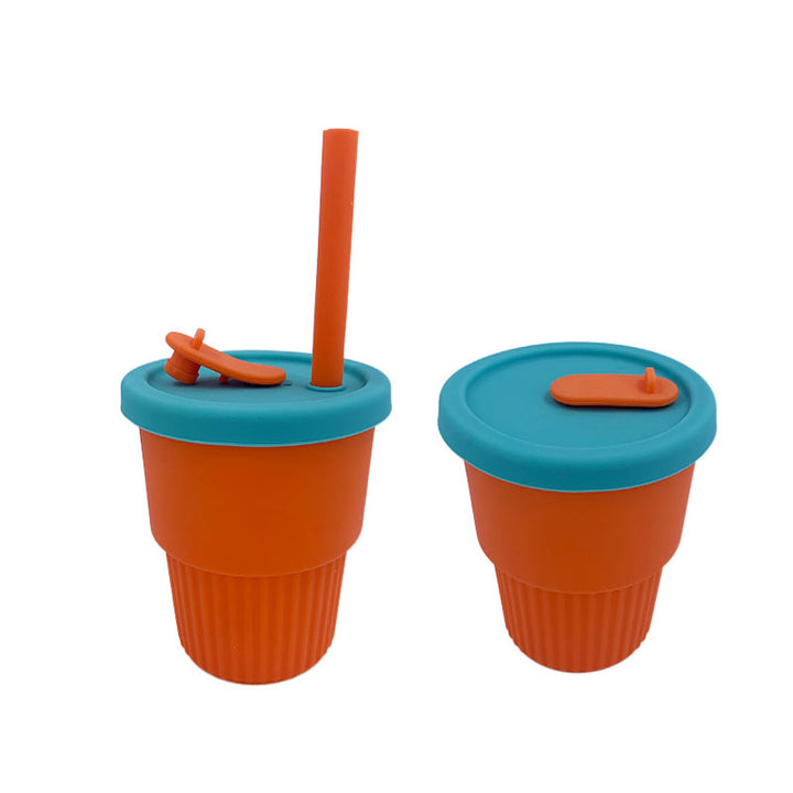 Unisex reusable silicone cup with lid and straw Bowlift
