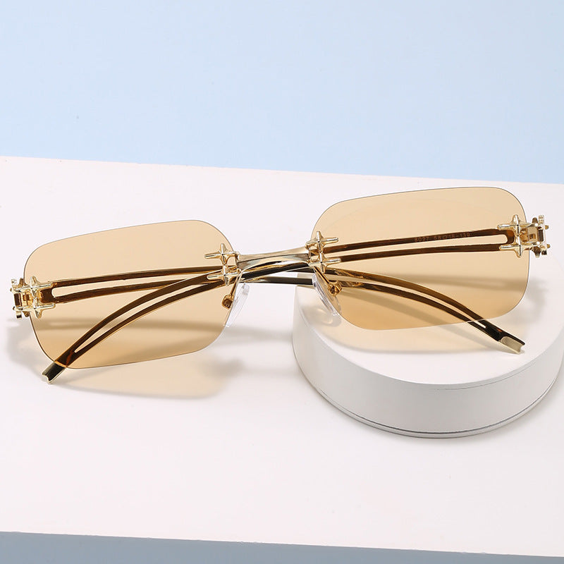 Fashionable metal sunglasses with rectangular frame Bowlift