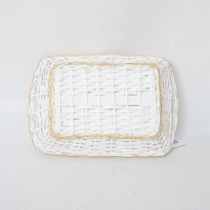 Decorative storage basket with braided frame