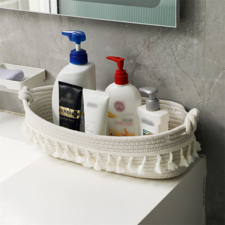 Women Decorative Storage Basket with Fringe Decoration Bowlift
