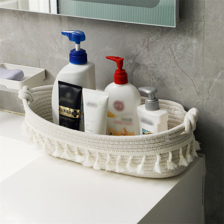 Women Decorative Storage Basket with Fringe Decoration Bowlift