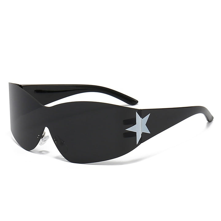 Sleek Shield Sunglasses with Star Accent Bowlift