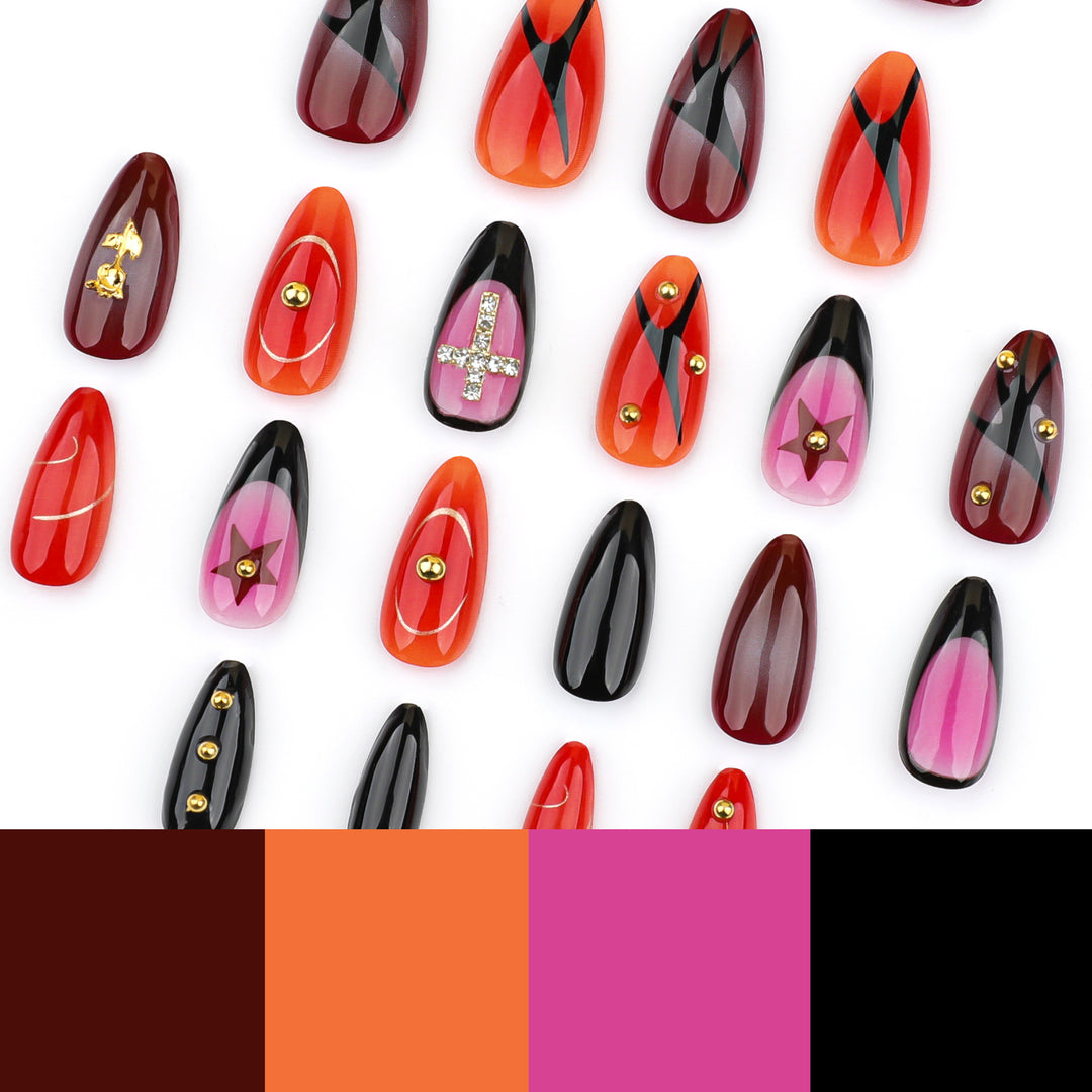 Artistic stiletto nails with creative designs Bowlift