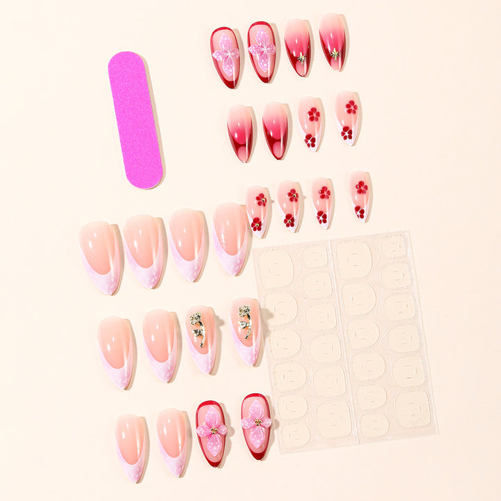 Elegant 3D Floral Acrylic Nail Art Extensions Bowlift