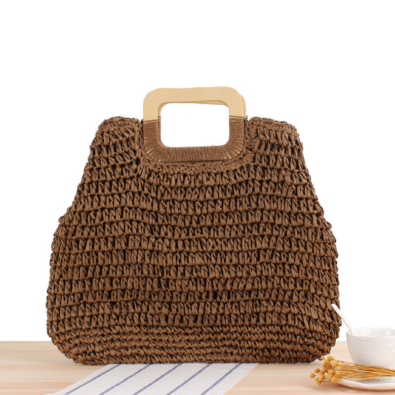Handcrafted basket bag with modern wooden handle Bowlift