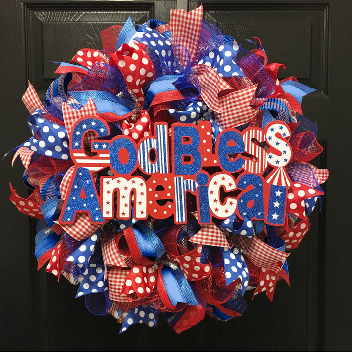 Unisex nan more patriotic door wreath with eagle Statue of Liberty and flag motif Bowlift