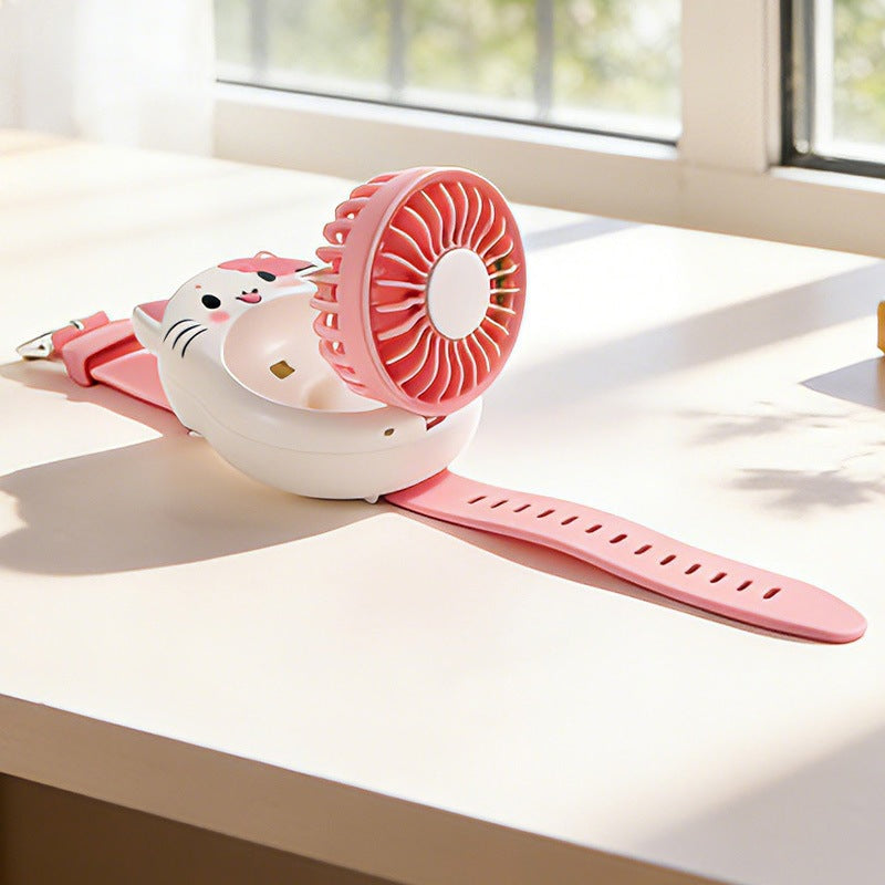 Women Portable Handheld Fan with Cute Cat Design Bowlift