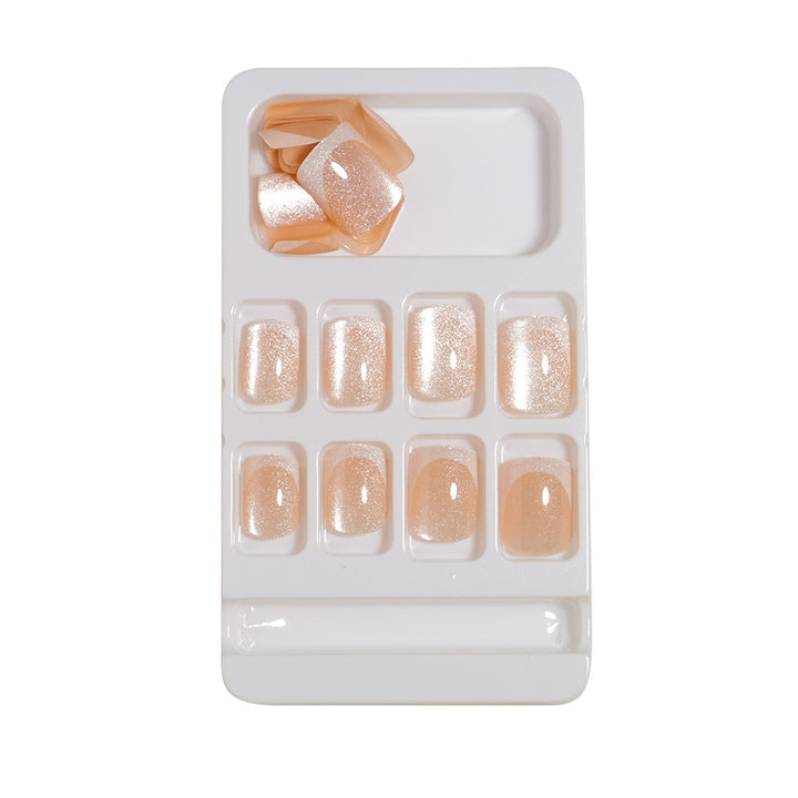 Elegant Glitter French Tip Press-On Nails Bowlift