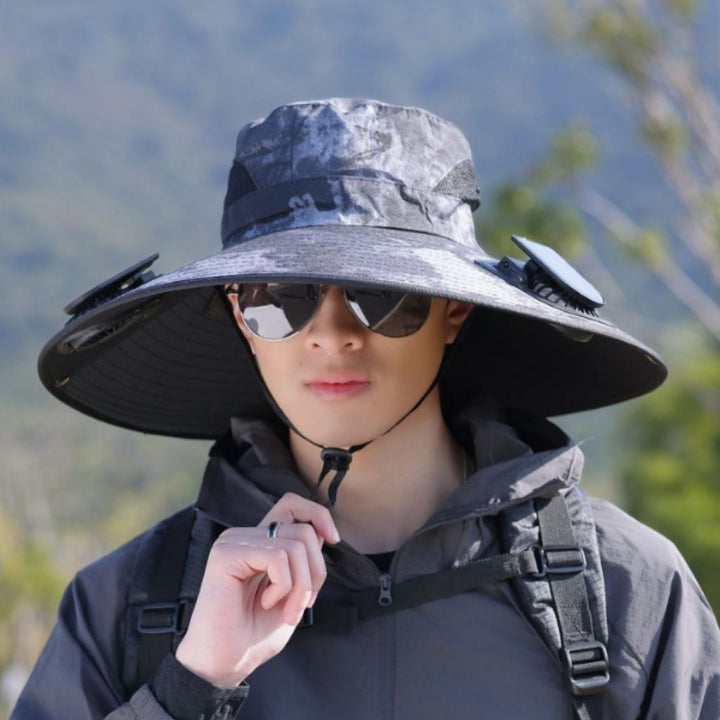 tactical fishing hat with wide brim, mesh ventilation and adjustable chin strap Bowlift