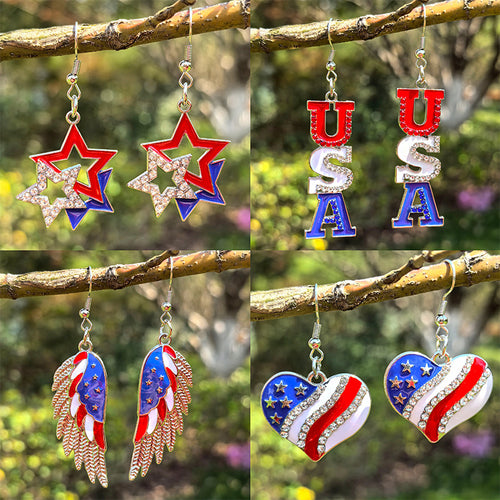 Women's eye-catching star enamel earrings with crystal embellishments and hook clasp Bowlift