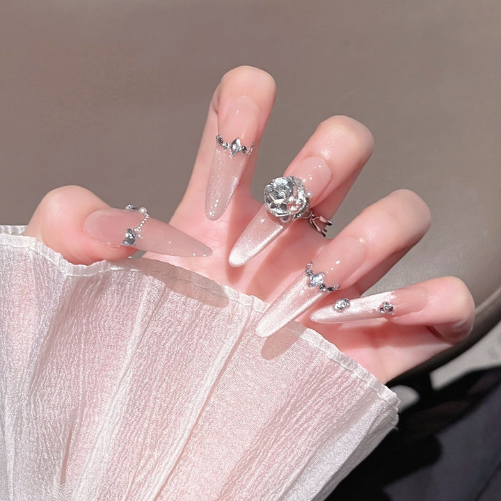 Luxury Glittery Stiletto Nail Extensions Bowlift