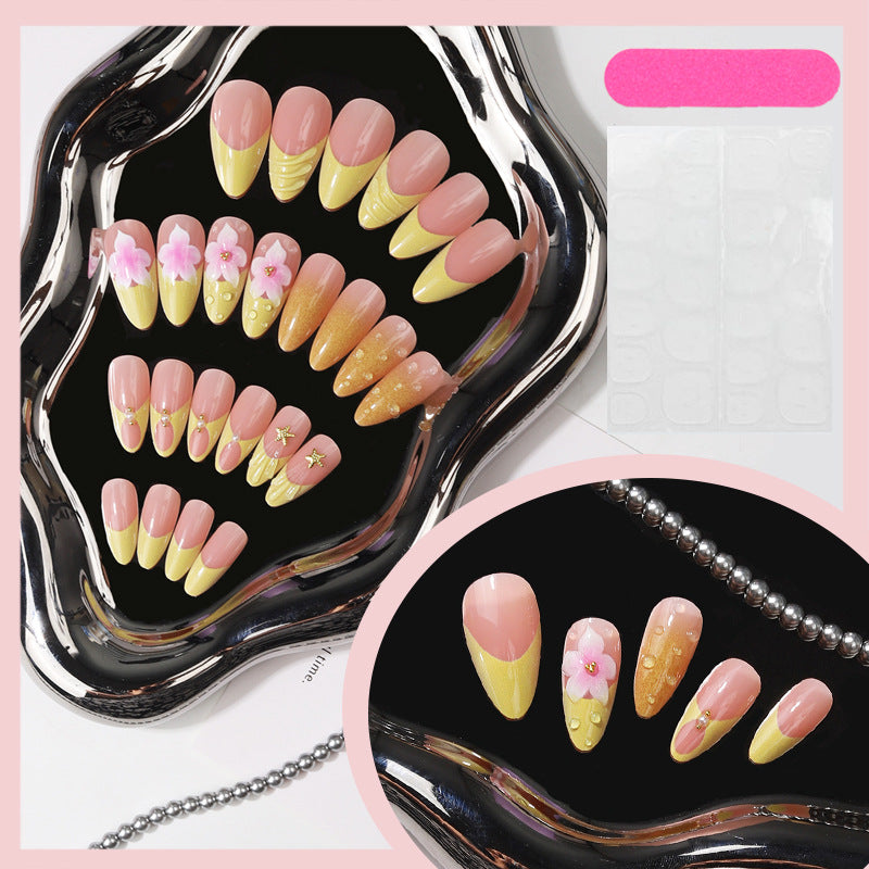 Artistic Floral Tip Press-On Nails Bowlift