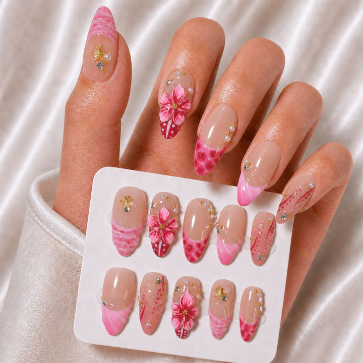 Decorative Floral Press-On Nail Art Bowlift