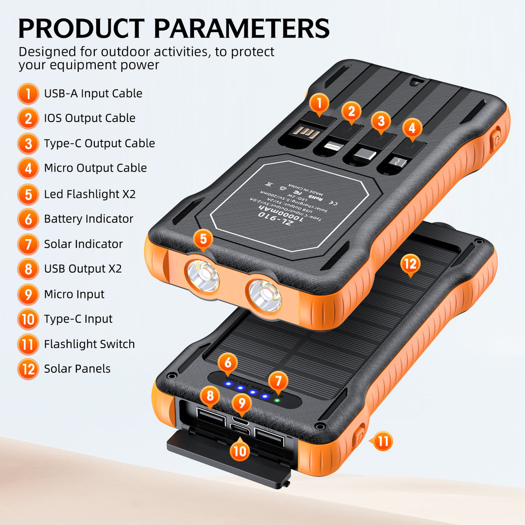 Solar Powerbank with Integrated LED Light Bowlift
