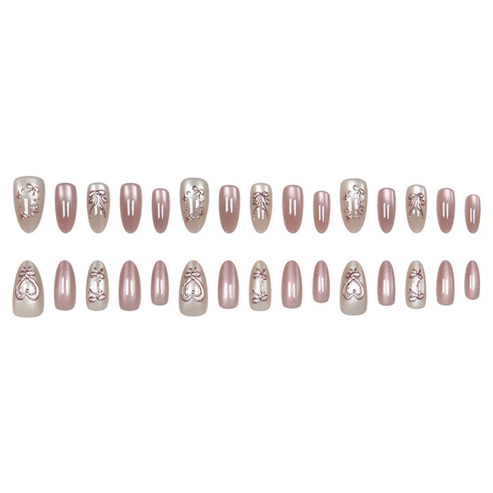 Elegant Stiletto Press-On Nails with Floral Design Bowlift