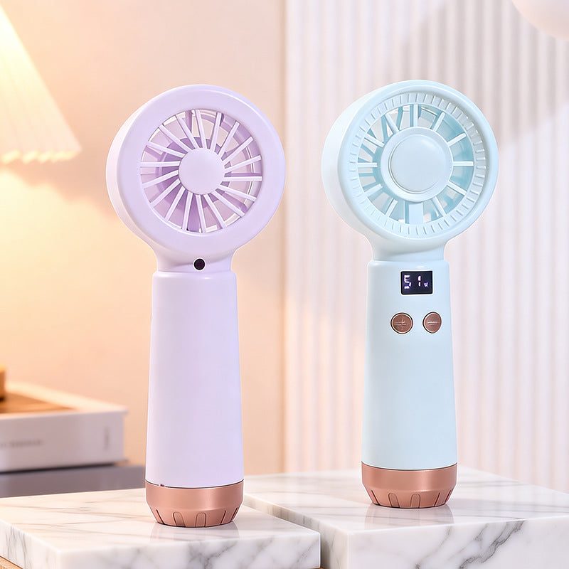 Ladies Portable USB Mini Fan with Digital Temperature Display Bowlift