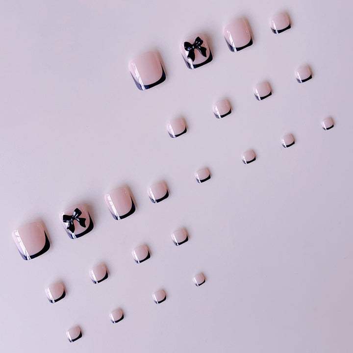 Artificial nail set with elegant bow accents Bowlift