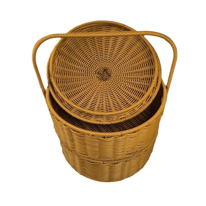 WoElegant Dual-Layer Woven Storage Basket Bowlift