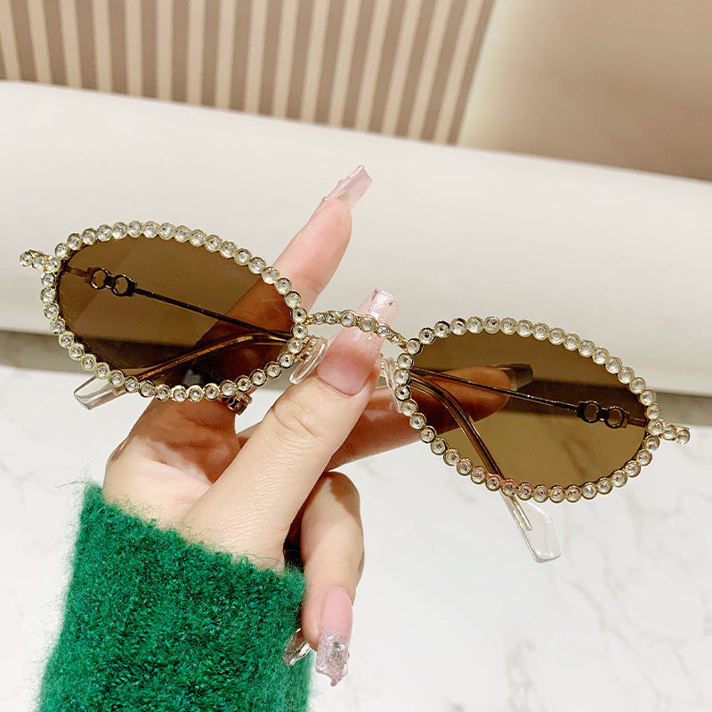 Ladies Designer Eyewear Frame with Extravagant Pearl Frame Bowlift