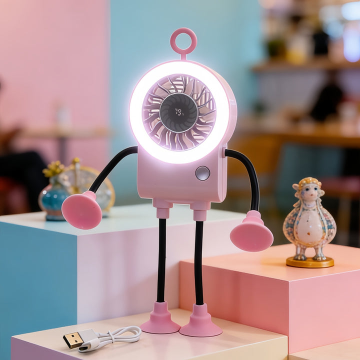 Women's creative table fan with LED lighting and flexible design Bowlift