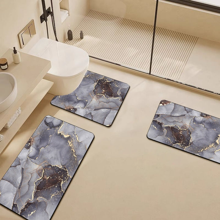 Luxury Marble-Pattern Bathroom Mat Set Bowlift