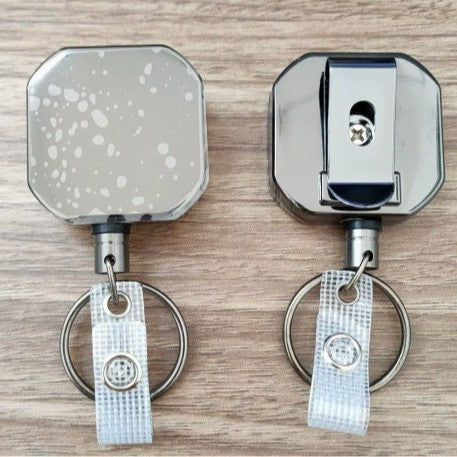 Retractable Metal Clip ID Badge Reel and Clear Card Holder Set Bowlift