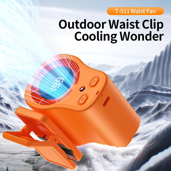 Unisex nan portable clip-on waist cooling fan with LED display Bowlift