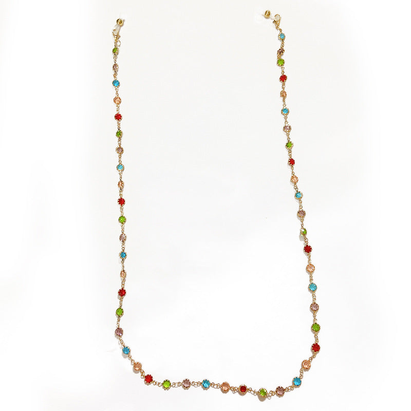 Filigree Glitter Necklace with Colorful Crystals Calstone Bowlift