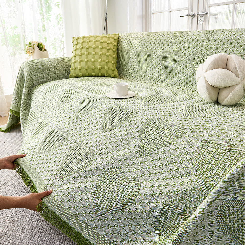 Cozy Heart Pattern Sofa Throw Blanket