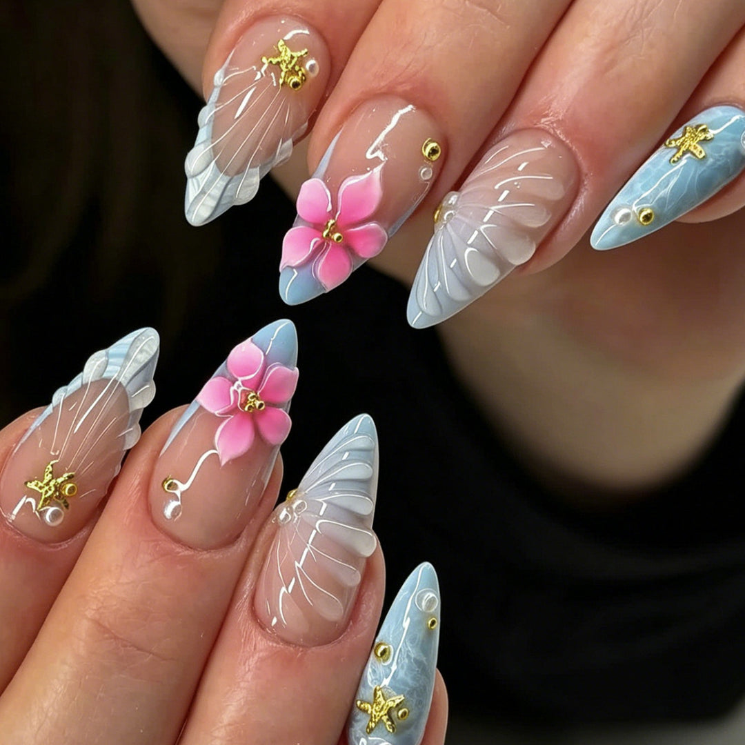 Decorative Floral 3D Nail Art Extensions Bowlift