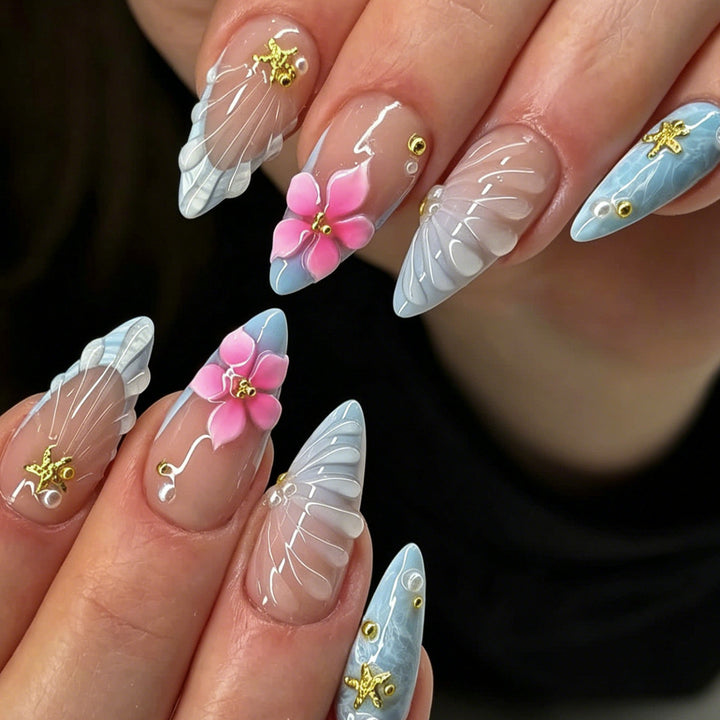 Decorative Floral 3D Nail Art Extensions Bowlift