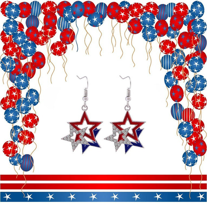 Women's fashionable star earrings with rhinestone accents and enamel pendants Bowlift