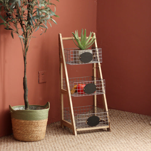 Practical stair shelf with wire baskets Bowlift