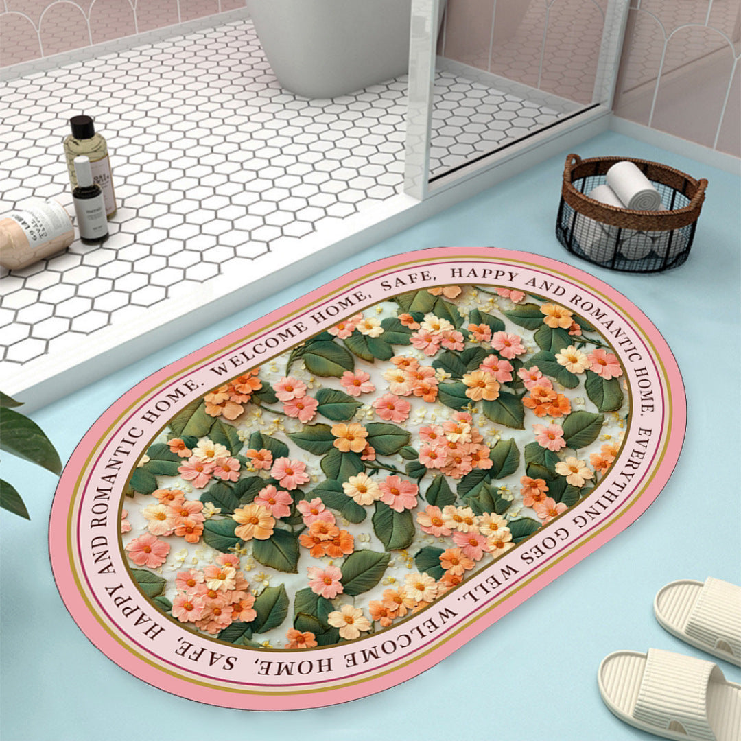 Floral Design Bath Mat Bowlift