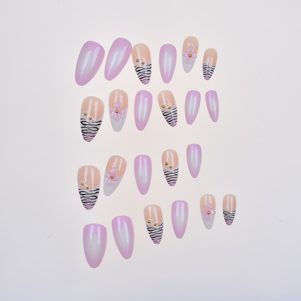 Elegant Floral Embellished Press-On Nails Bowlift