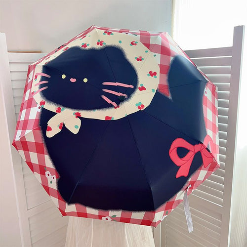 Women's Foldable Umbrella with Stylish Check Pattern Bowlift