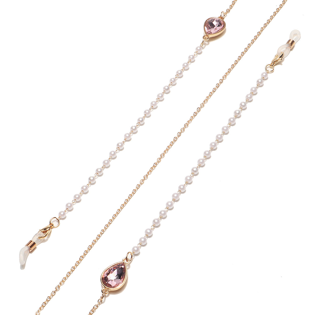 Elegant Pearl and Crystal Eyewear Chain Bowlift