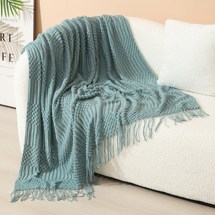 Women's stylish living room throw blanket with fringe pattern Bowlift