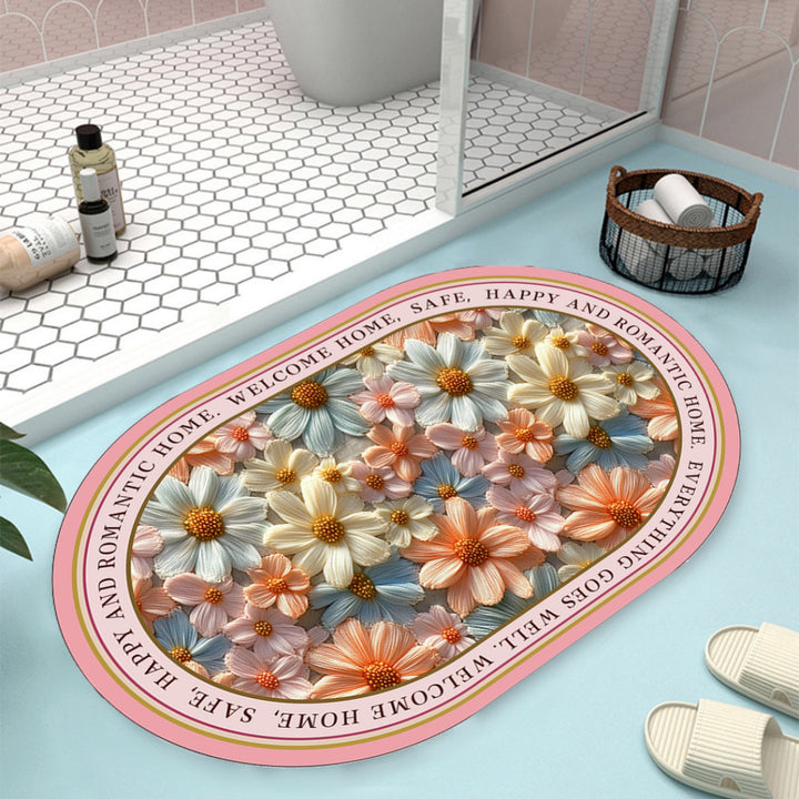 Floral Design Bath Mat Bowlift