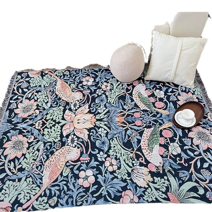 Ornate Floral Tapestry Throw Blanket