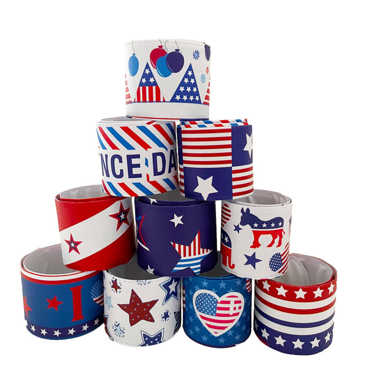 Unisex nan trendy snap bracelet set with patriotic USA motifs and flexible metal core Bowlift