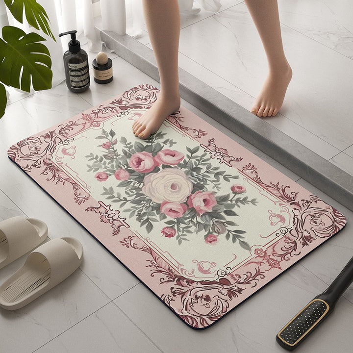 Vintage Floral Bath Mat Bowlift