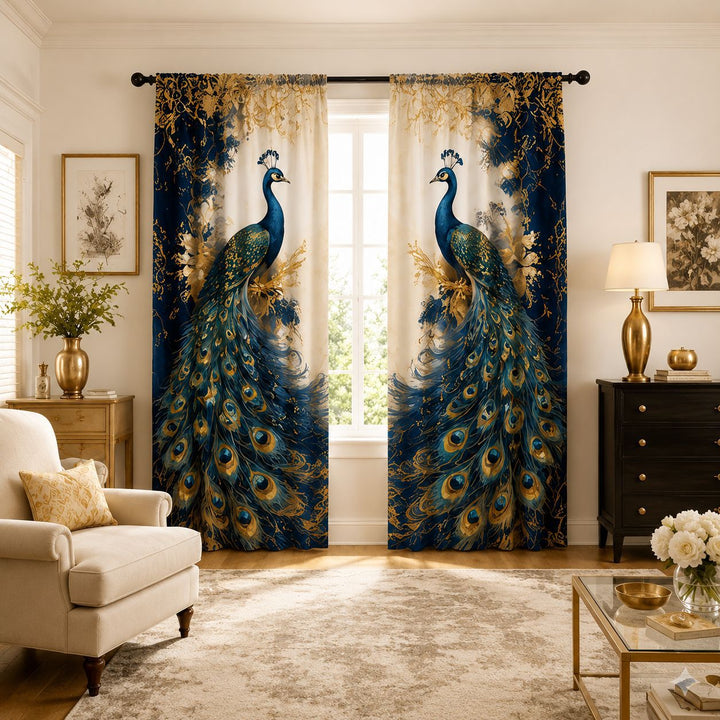 Artistic Bird-Themed Window Curtain