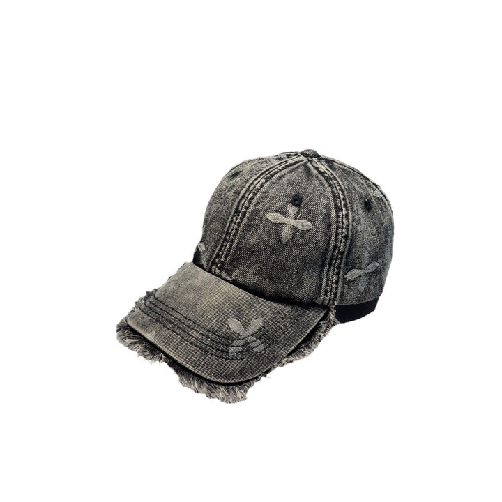 Unisex Distressed Denim Frayed Cap Bowlift